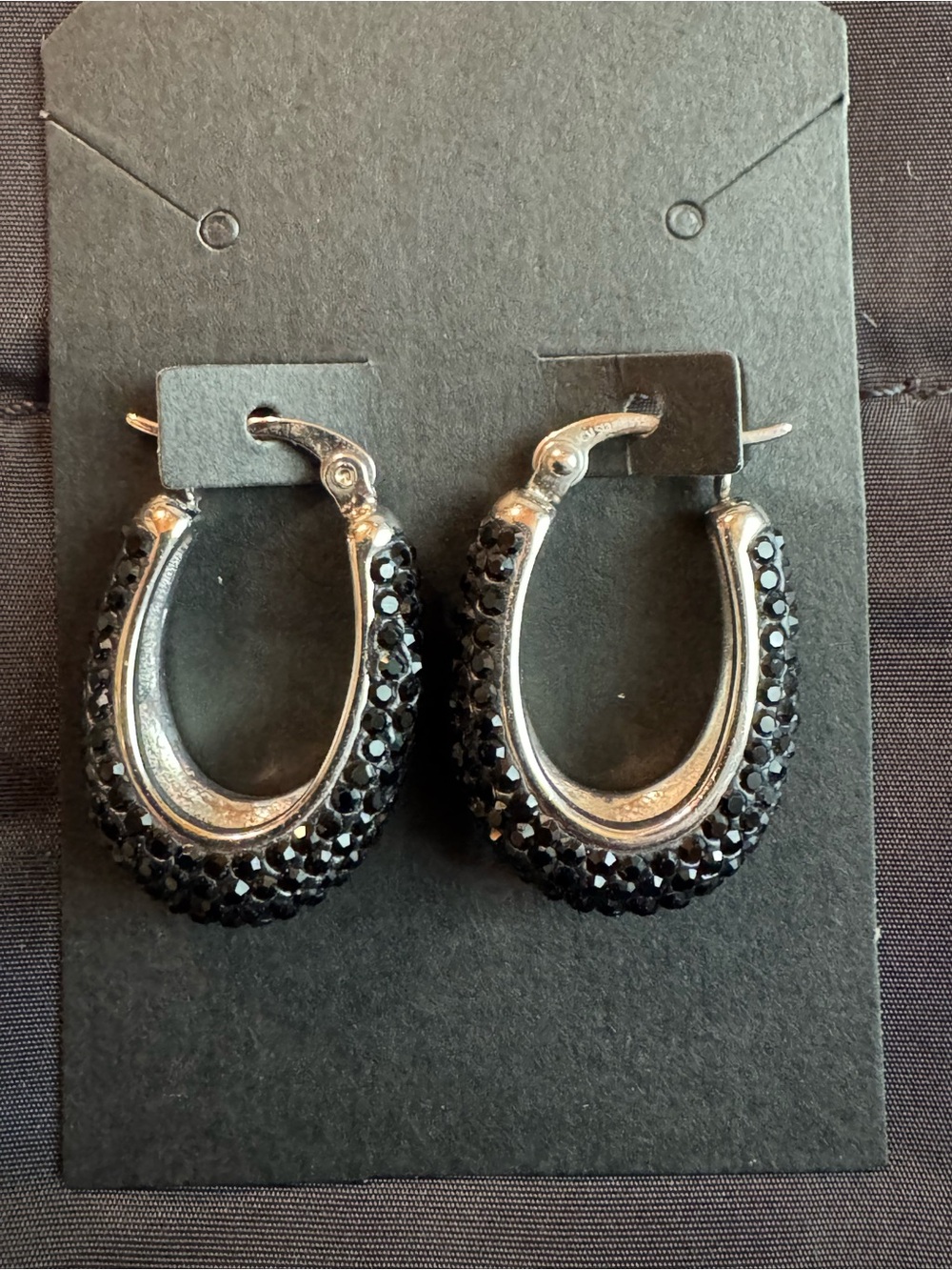 Black Crystal Pavé Hoop Earrings